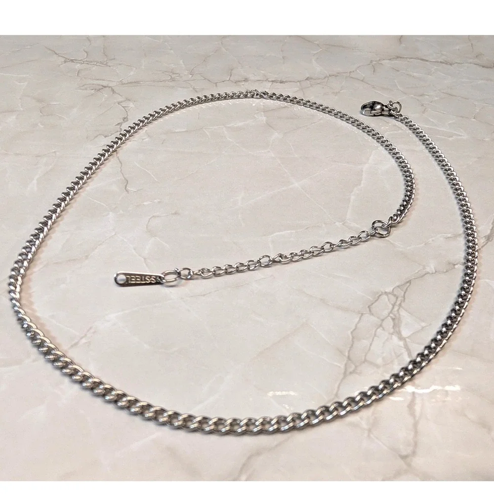 New Stainless Steel Chain Necklace Women Men Silvertone 20